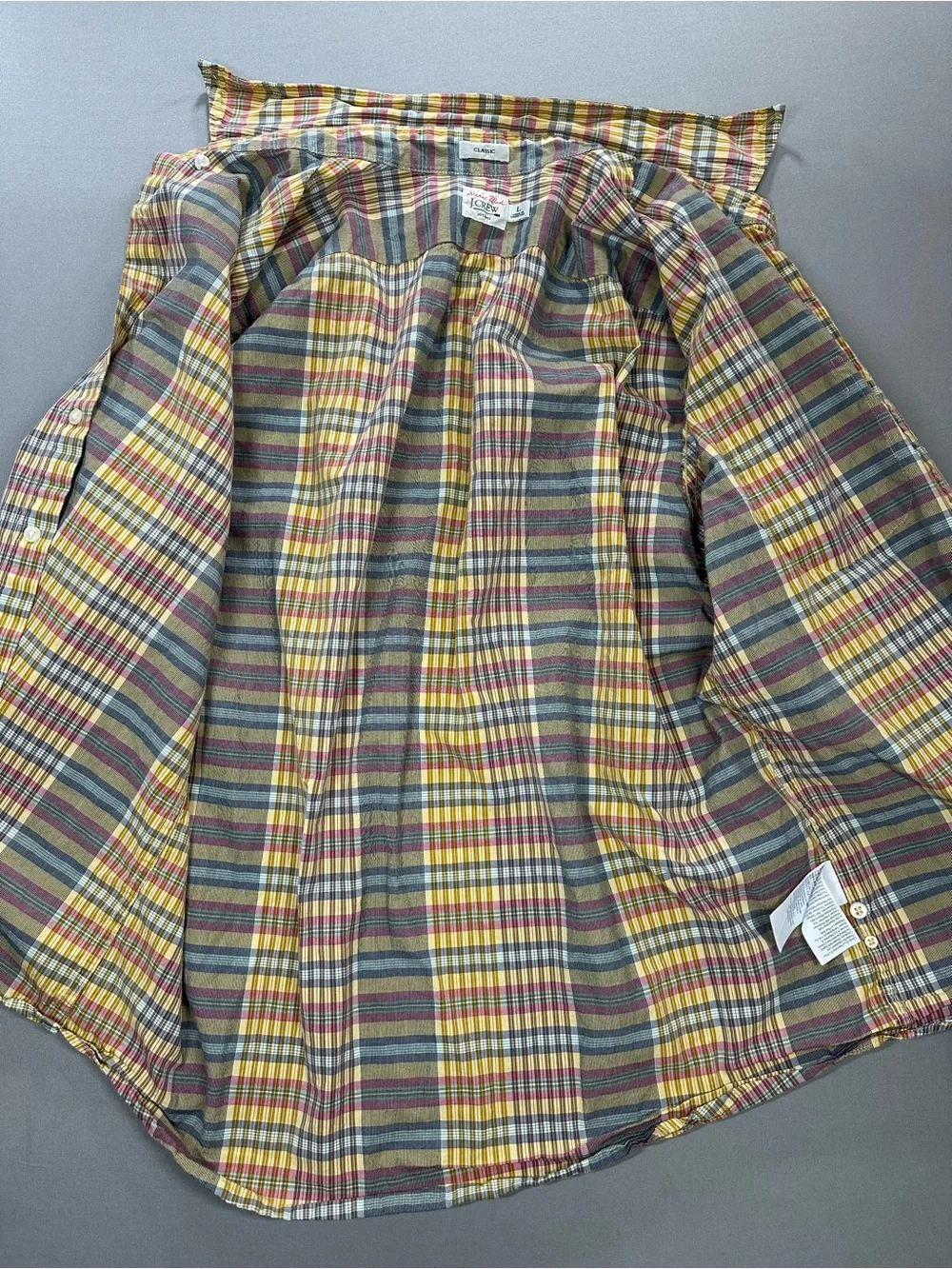 J Crew Secret Wash Classic Button Down Shirt, Plaid - Mens Large